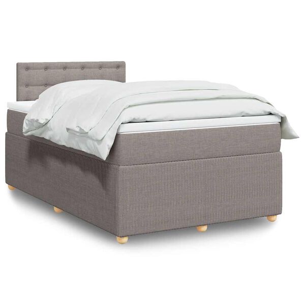 vidaXL Boxspringbett mit Matratze Taupe 120x200 cm Stoff