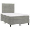 vidaXL Boxspringbett mit Matratze & LED Hellgrau 120x190 cm Samt