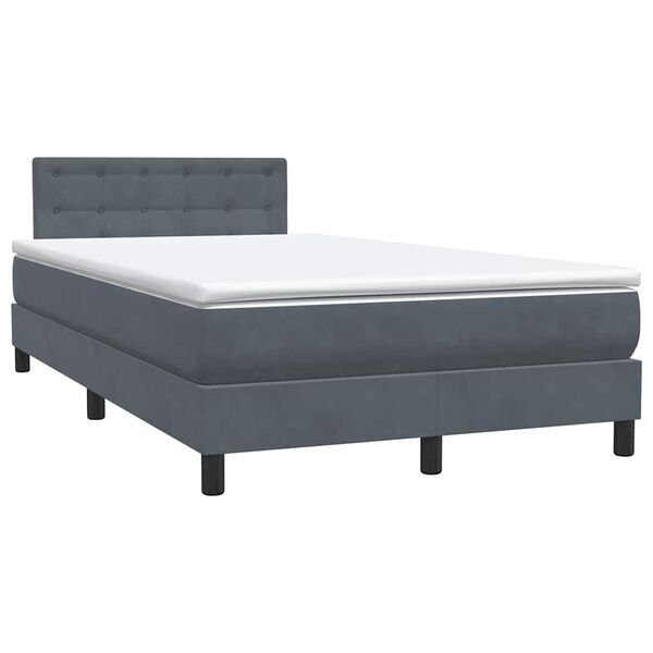 vidaXL Boxspringbett mit Matratze Dunkelgrau 120x220 cm Samt