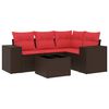 vidaXL 5-teiliges Gartensofa-Set mit Kissen, braun, Polyrattan