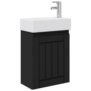 vidaXL Badezimmer Waschtischunterschrank mit Wasserhahn Schwarz