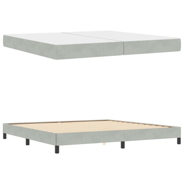 vidaXL Boxspringbett mit Matratze Hellgrau 200 x 200 cm Stoff