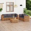 vidaXL 6-tlg. Garten-Lounge-Set mit Dunkelgrauen Kissen Teakholz