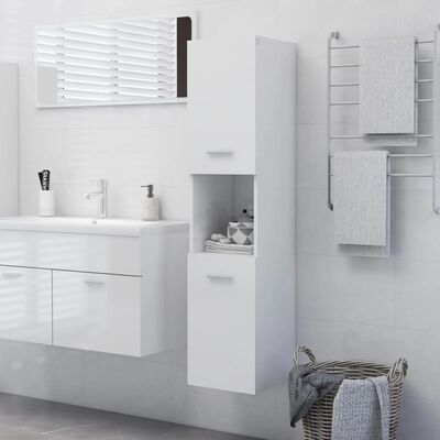 vidaXL Badezimmerschrank Hochglanz-Weiß 30x30x130 cm Holzwerkstoff