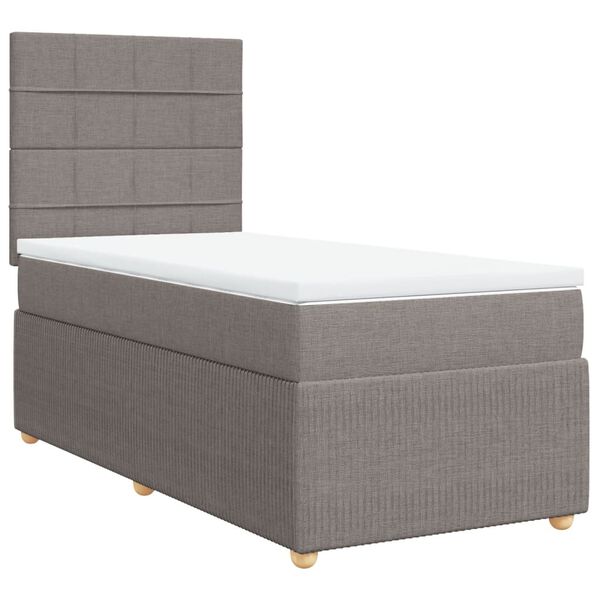 vidaXL Boxspringbett mit Matratze Taupe 100x200 cm Stoff