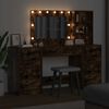 vidaXL Schminktisch mit Regal 3 pcs Ger&auml;ucherte Eiche Holzwerkstoff
