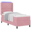 vidaXL LED Boxspringbett mit Matratze Argyle Rosa 80 x 200 cm Samt