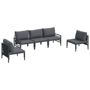 vidaXL Gartensofa-set mit Kissen 5 pcs Schwarz Stahl