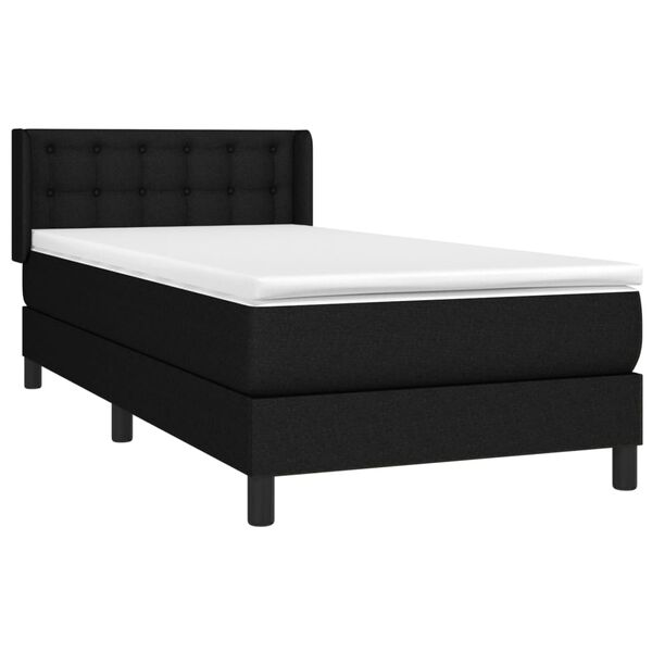 vidaXL Boxspringbett mit Matratze Schwarz 90x190 cm Stoff