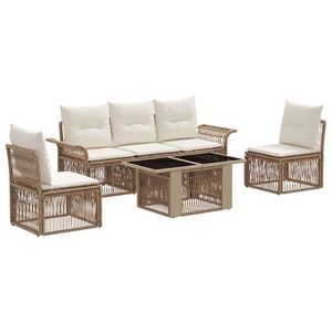 vidaXL Gartensofa-set 6 stk. Beige und Cremewei&szlig; Poly-Rattan