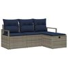 vidaXL Sofa Set 4 stk. 4-Sitzanzahl Grau und Marineblau Poly-Rattan