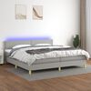 vidaXL Boxspringbett mit Matratze & LED Hellgrau 200x200 cm Stoff