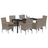 vidaXL Garten Essgruppe mit Kissen 7 pcs Grau Poly-Rattan