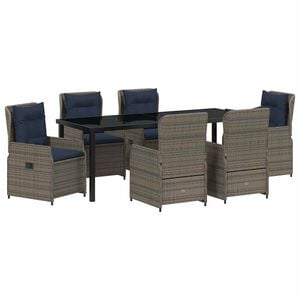 vidaXL Garten Essgruppe 7 stk. Grau Poly Rattan