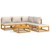 vidaXL 6-tlg. Garten-Lounge-Set mit Hellgrauen Kissen Massivholz