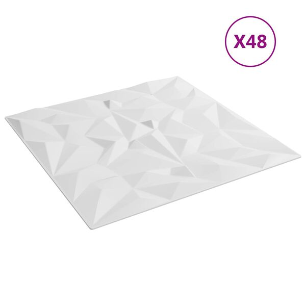 vidaXL Wandpaneele 48 pcs Wei&szlig; 50 x 50 cm XPS Schaum