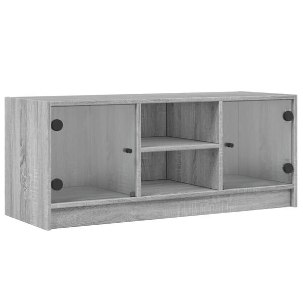 vidaXL TV-Schrank mit Glastüren Grau Sonoma 102x37x42 cm
