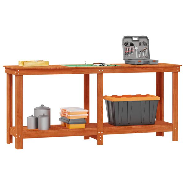 vidaXL Werkbank Wachsbraun 180 x 50 x 80 cm Massives Kiefernholz