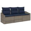 vidaXL Gartensofa-set mit Kissen 3 pcs Grau und Marineblau Poly-Rattan