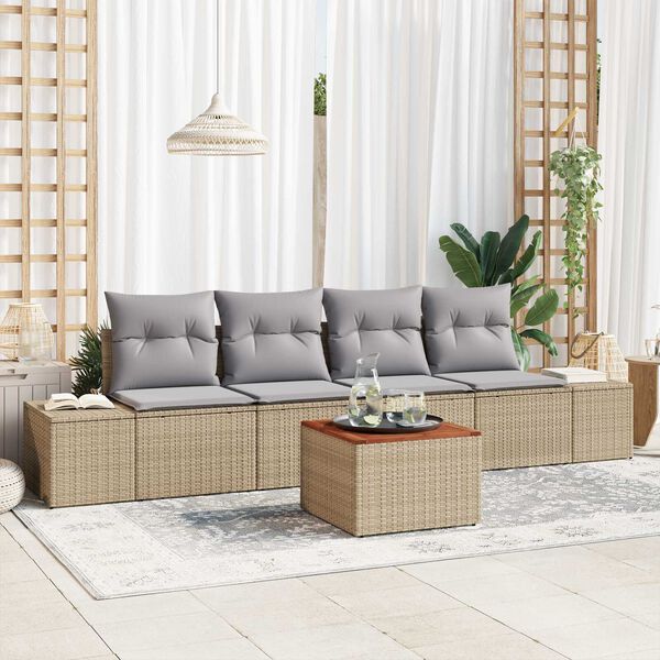 vidaXL Gartensofa-set 5 pcs Beige und Hellgrau Poly-Rattan