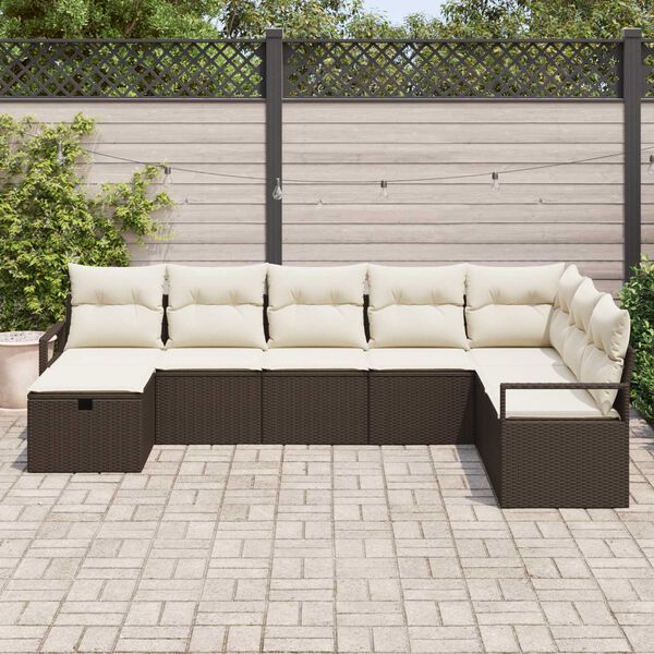 vidaXL Garten-Sofa-Set 8 pcs Braun Poly Rattan