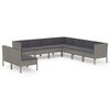 vidaXL 9-tlg. Garten-Lounge-Set mit Auflagen Poly Rattan Grau