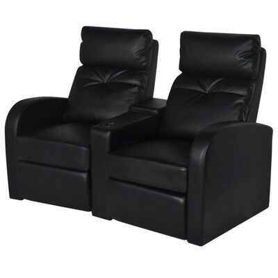 vidaXL Relaxsessel 2-Sitzer mit LED Kunstleder Schwarz