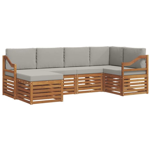 vidaXL Sofagarnituren 6 pcs Nat&uuml;rlich und Hellgrau Massivholz Akazie