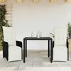 vidaXL 3-tlg. Garten-Bistro-Set mit Kissen Schwarz Poly Rattan
