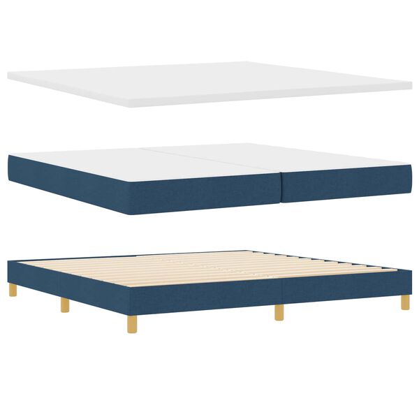 vidaXL Boxspringbett mit Matratze Blau 200 x 200 cm Polyester