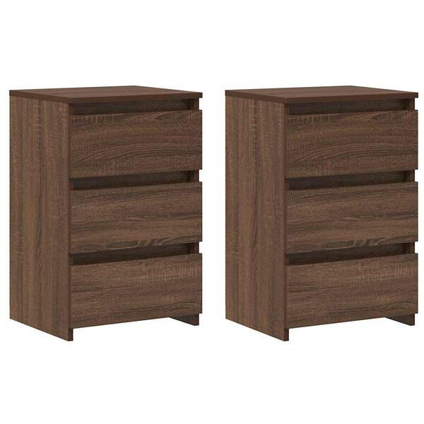 vidaXL Nachttische 2 Stk. Braun Eiche 40x35x62,5 cm Holzwerkstoff