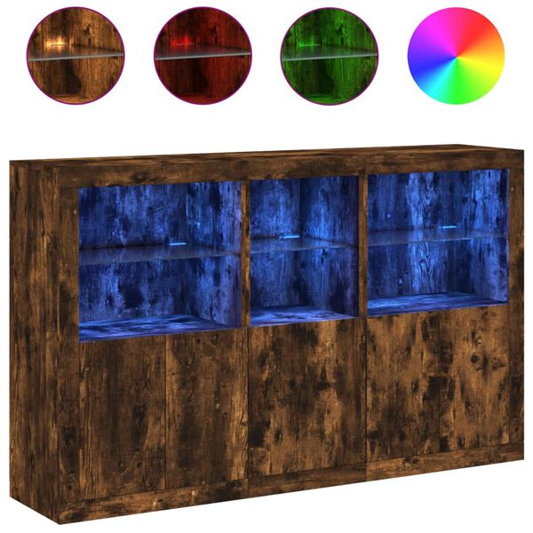 vidaXL Sideboard mit LED-Leuchten R&auml;uchereiche 162x37x100 cm