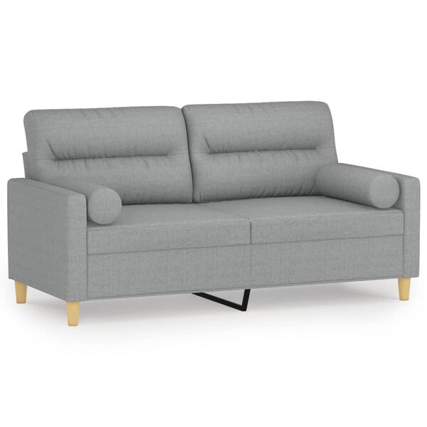 vidaXL 2-Sitzer-Sofa mit Zierkissen Hellgrau 140 cm Stoff