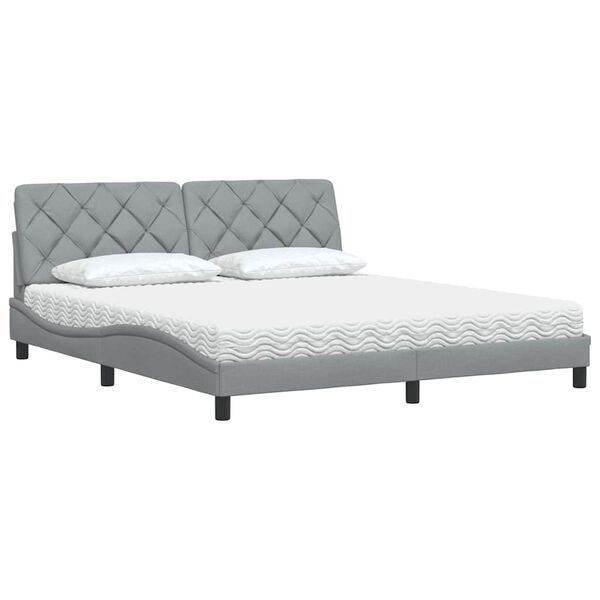 vidaXL Bett mit Matratze Hellgrau 180x200 cm Stoff