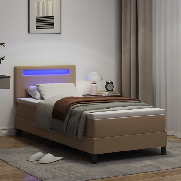 vidaXL Boxspringbett mit Matratze Cappuccino 100 x 200 cm Kunstleder