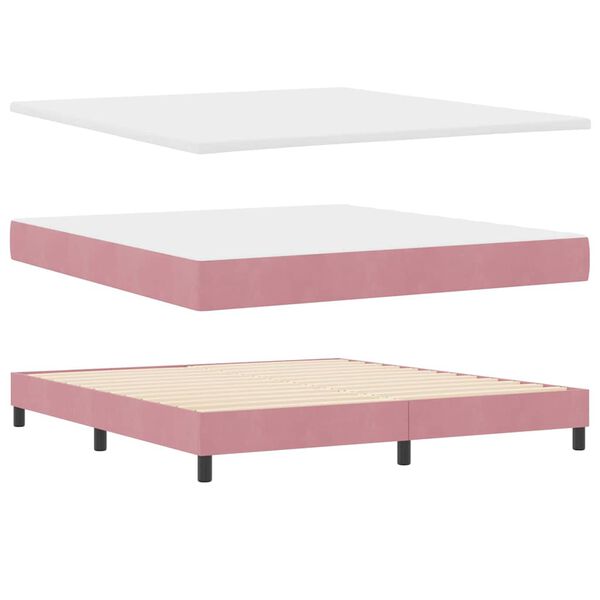 vidaXL Boxspringbett mit Matratze mit Kopfteil Rosa 200 x 180 cm Samt