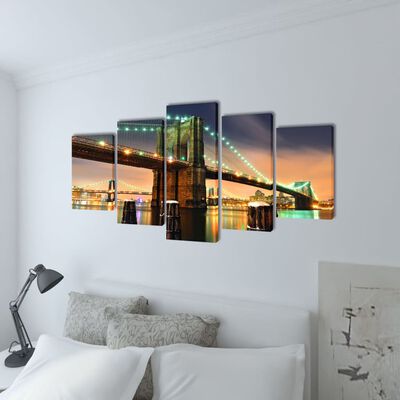 Bilder Dekoration Set Brooklyn Bridge 100 x 50 cm