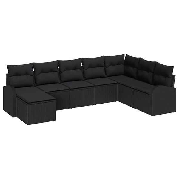 vidaXL Sofa Set mit Kissen mit Speicher 8 pcs Schwarz Poly-Rattan