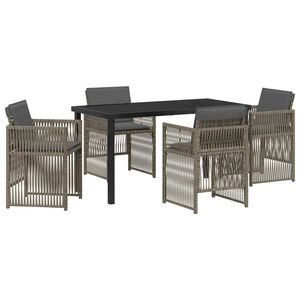 vidaXL Garten Essgruppe 5 pcs Grau Pulverbeschichteter Stahl