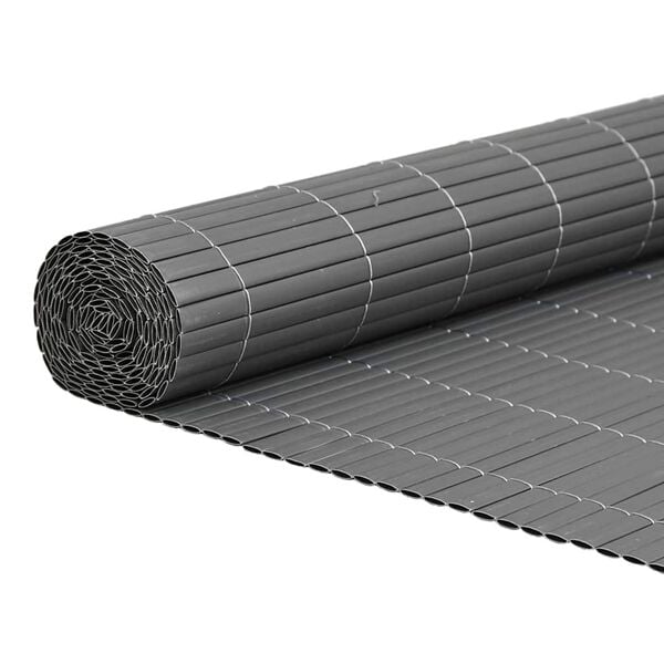 vidaXL Gartenzaun Doppelseitig Grau 1,8x5 m PVC