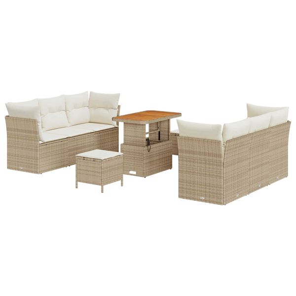 vidaXL Garten-Sofa-Set 9 pcs Beige Poly-Rattan