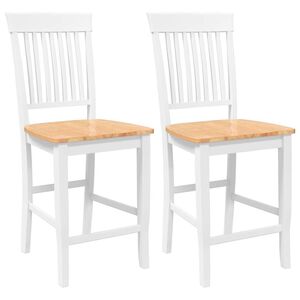 vidaXL Barhocker 2 Stk. Wei&szlig; Massivholz Gummibaum
