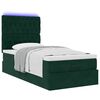 vidaXL Ottoman-Bett mit Matratzen & LEDs Dunkelgr&uuml;n 90x200 cm Samt