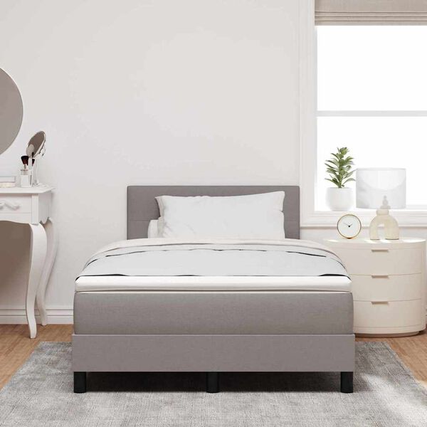 vidaXL Boxspringbett mit Matratze mit LED Taupe 120 x 190 cm Stoff