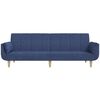 vidaXL Schlafsofa 2-Sitzer mit Hocker & Zwei Kissen Blau Stoff