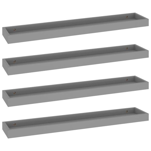 vidaXL Loggia Wandregale 4 Stk. Grau 80x15x4 cm MDF