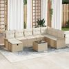 vidaXL Gartensofa-set mit Kissen 9 pcs Beige und Creme Poly-Rattan