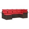vidaXL Gartensofa-set mit Speicher 6 pcs Braun Poly-Rattan