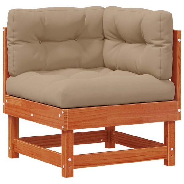 vidaXL Gartenecksofa Massives Kiefernholz Wachsbraun