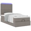 vidaXL Ottomane Bett mit Matratze & LEDs Taupe 90x200 cm Stoff